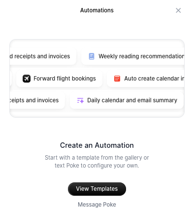 The automations page